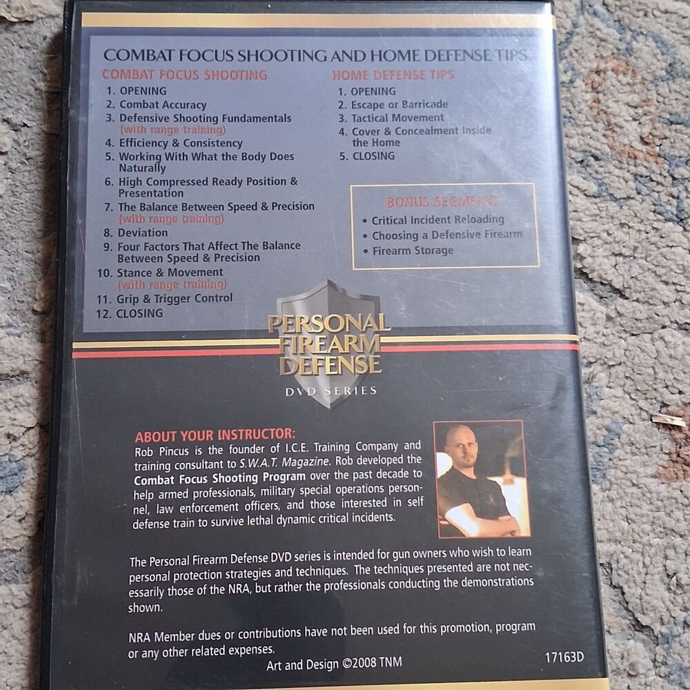American Rifleman Personal Firearm Defense DVD Rob Pincus NEW Sealed Home Defen - Picture 2 of 3
